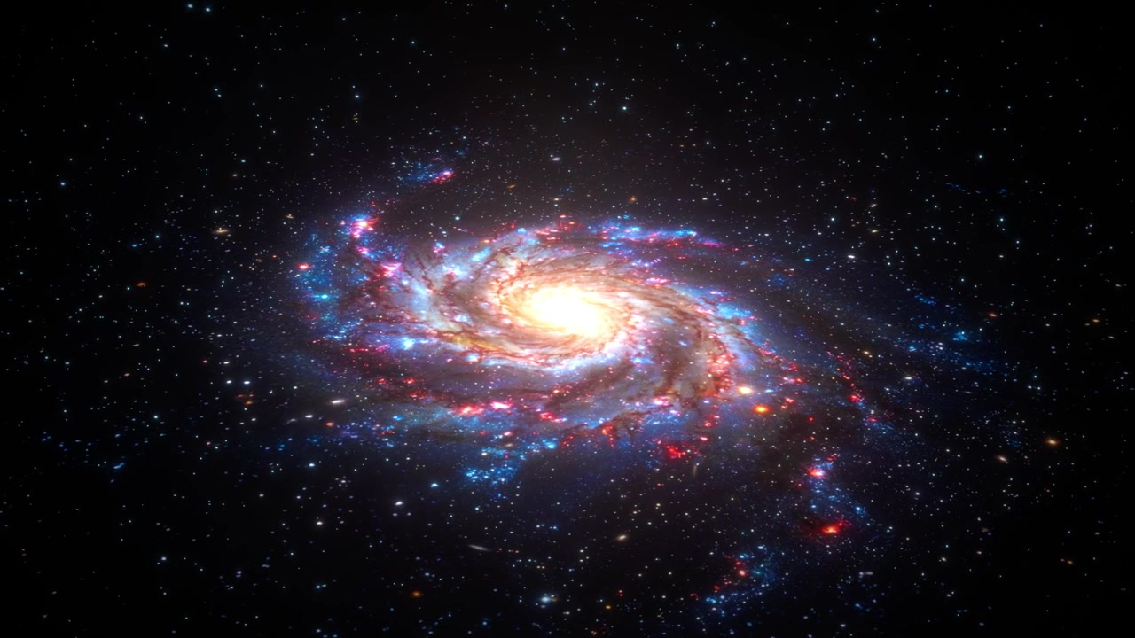 Strålende Spiralgalakse med Glødende Kerne og Stjerneklar Universbaggrund