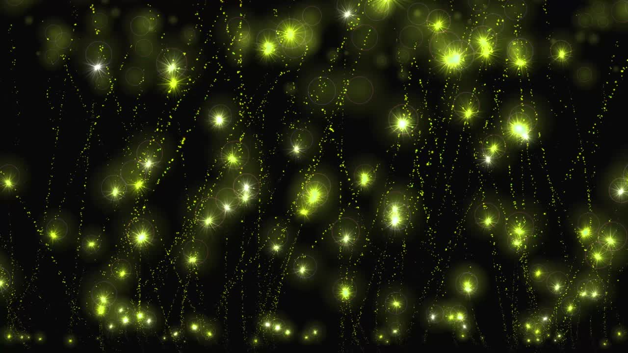 Animazione grafica in movimento con particelle a stella, glitter e brillio.