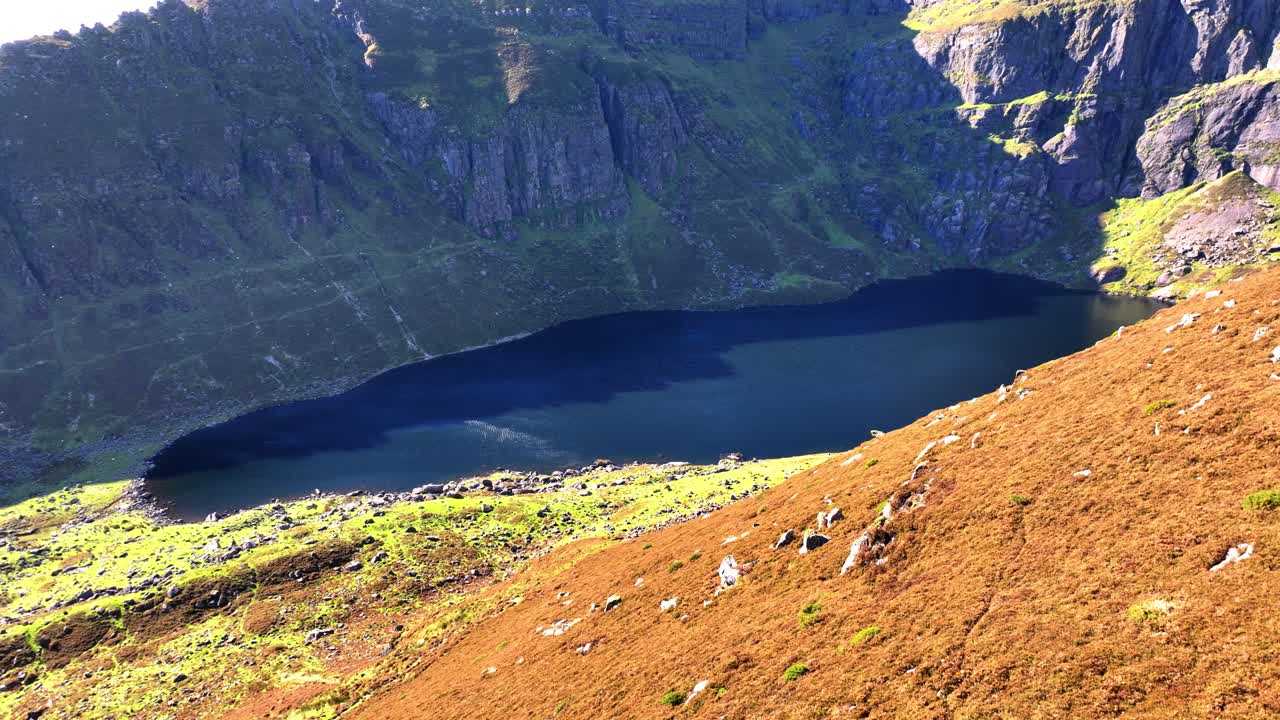 Epic Irish Mountains landscape Coumshingaun lake Glacial lake high in the Comeragh Mountains Waterford Ireland