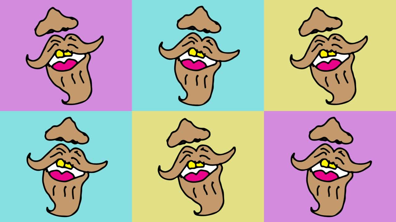 아이들이 입술과 수염의 테마로 팝 아트 시엄리스 배경을 그리고 있습니다.