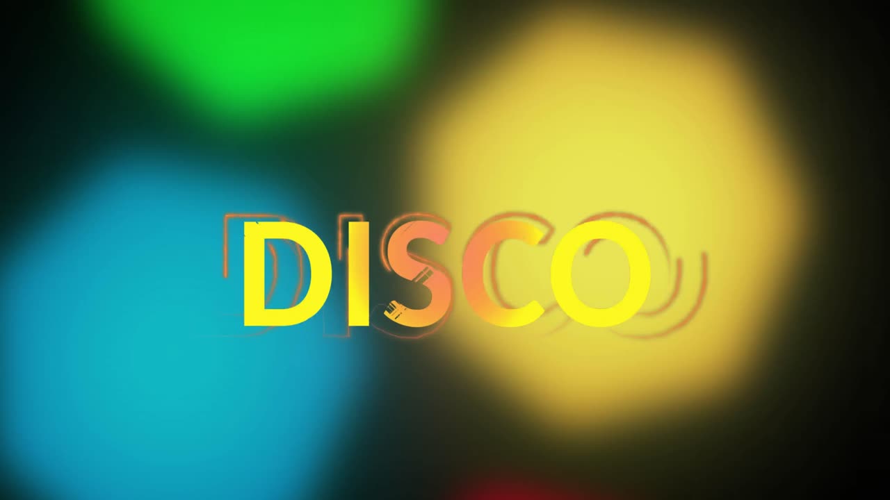 animación de texto de discoteca y luces de hadas de navidad parpadeando.