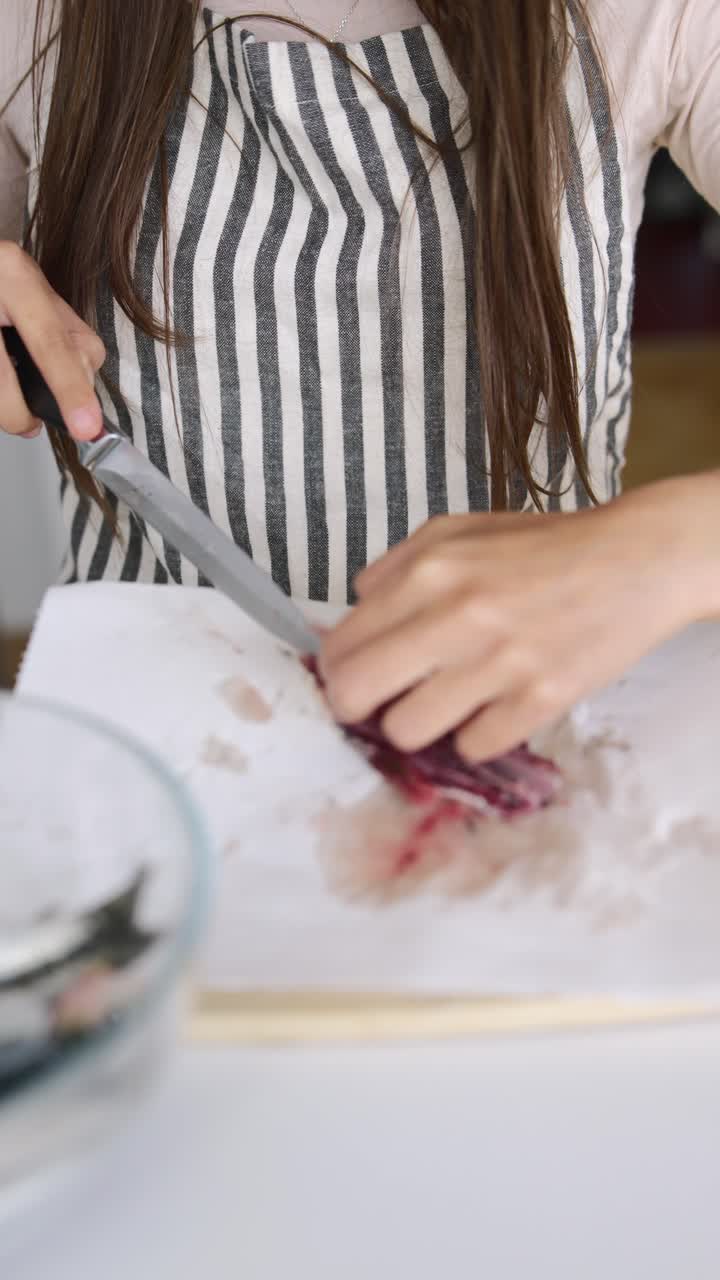 Woman preparing fish