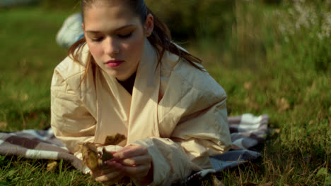 teenage girl in autumn park