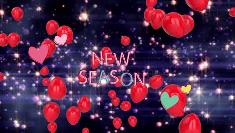 animación del texto de la nueva temporada sobre globos y manchas en fondo negro.
