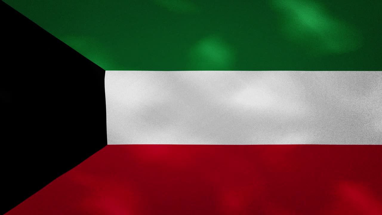 la densa tela de la bandera de kuwait se agita, el bucle de fondo