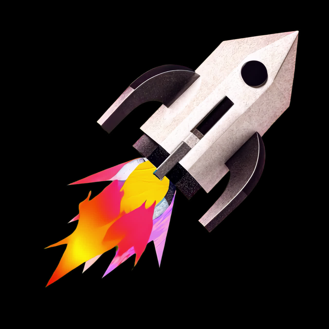 Futuristic rocket launching illustration animation isolated asset, transparent 4K video, alpha