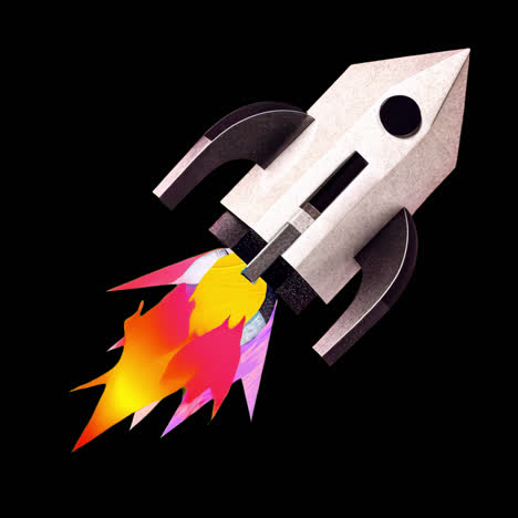 futuristic rocket launching illustration animation isolated asset, transparent 4k video, alpha
