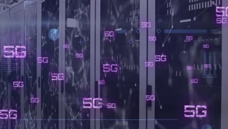 Animation-of-5g-text-banners-and-network-of-connections-against-computer-server-room