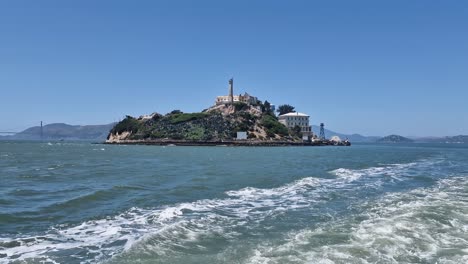 alcatraz island and prison, view from san francisco bay ferry, california usa