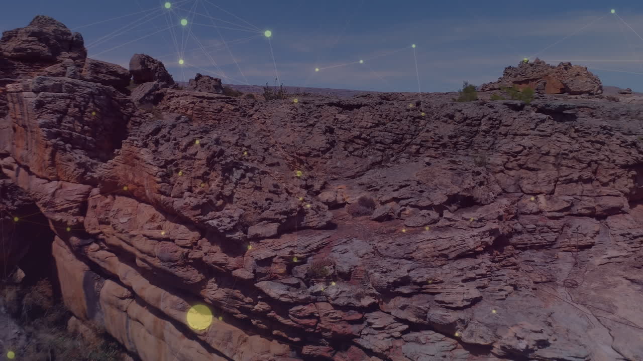 animación de la red de conexiones sobre el paisaje