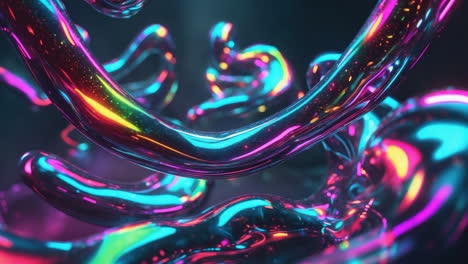 abstract neon reflective chromatic tubes