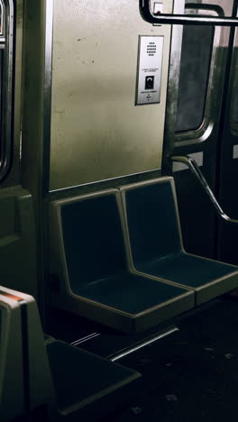asientos vacíos en un vagón del metro