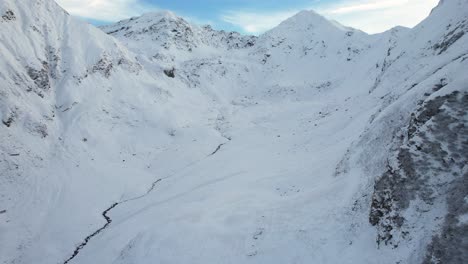 Winter-landscape-remote-frozen-valley-with-river-and-glacier-lake