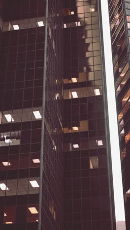 a close-up of a modern skyscraper with glass windows