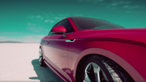 red audi convertible on a salt flat