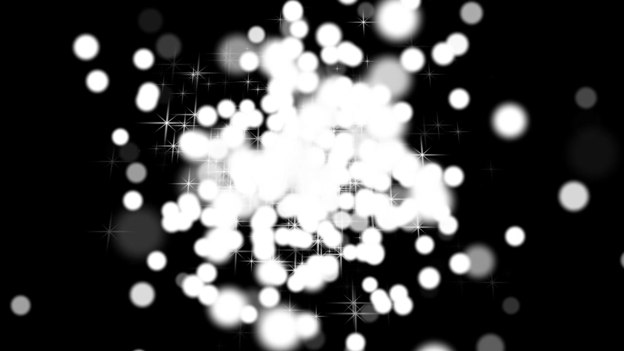 Animazione di particelle bokeh glitterate per premi isolata su sfondo nero