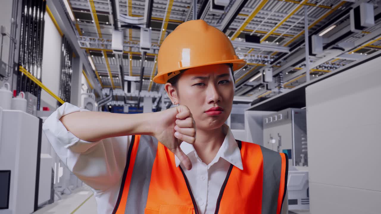 실망한 여성 공장 노동자