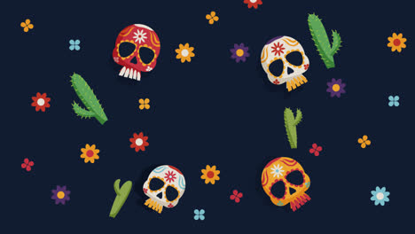 una animación de un fondo creativo de dia de muertos