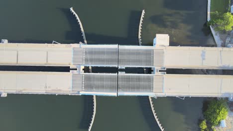 aerial video of a drawbridge opening up