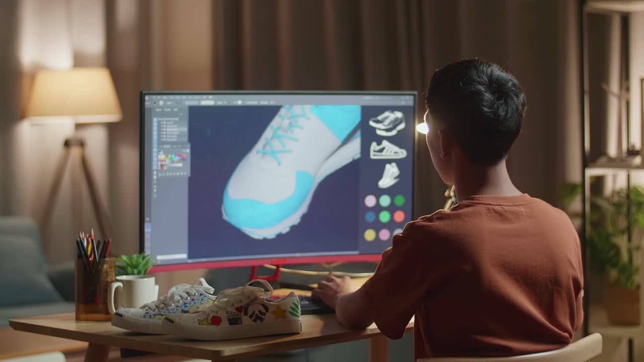Person Designing Shoes on a Computer