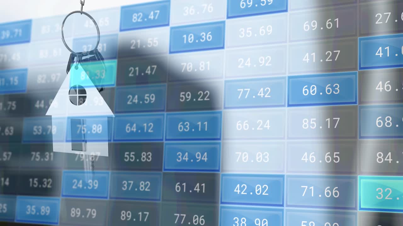 집 키 체인을 가진 키를 통해 금융 데이터 처리의 애니메이션