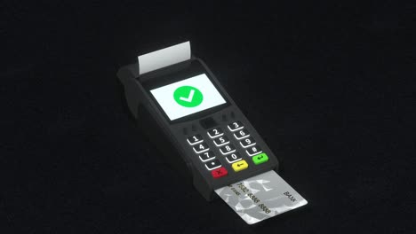 swiping the pos machine, paying success, 3d rendering.