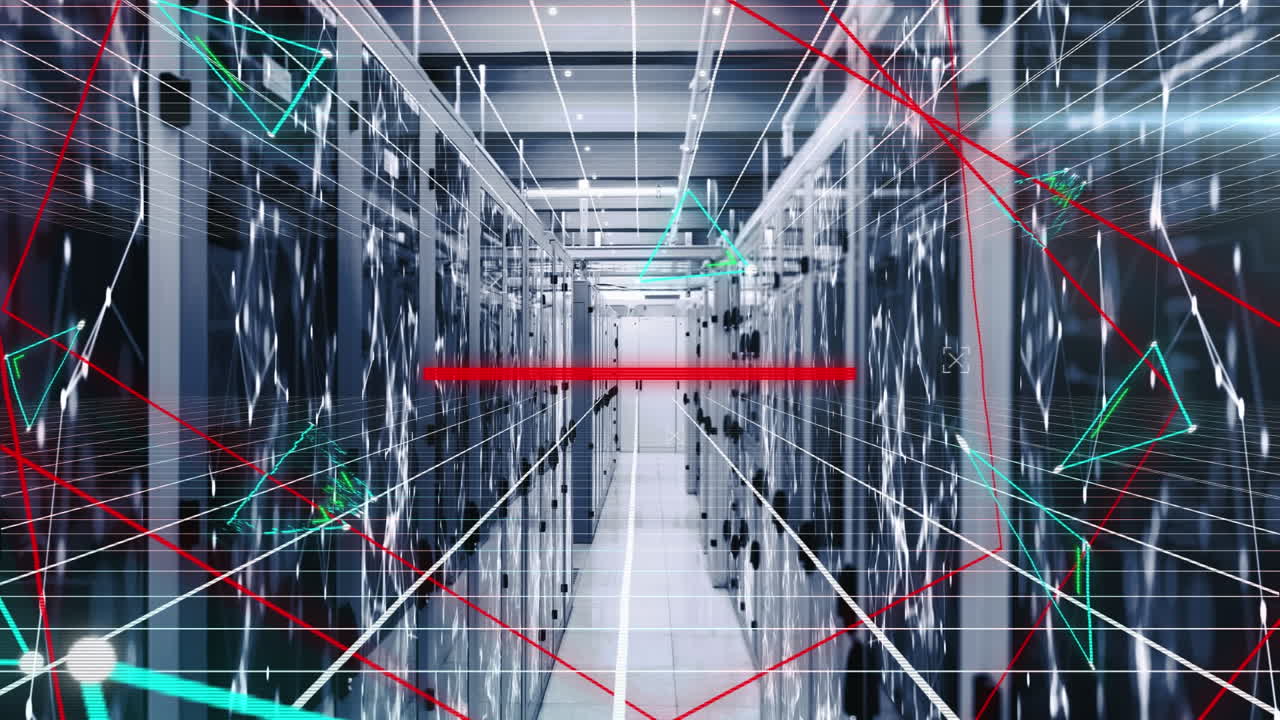 animación de formas e interferencia sobre la sala del servidor