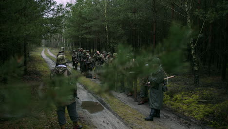 wwii reenactment in forest