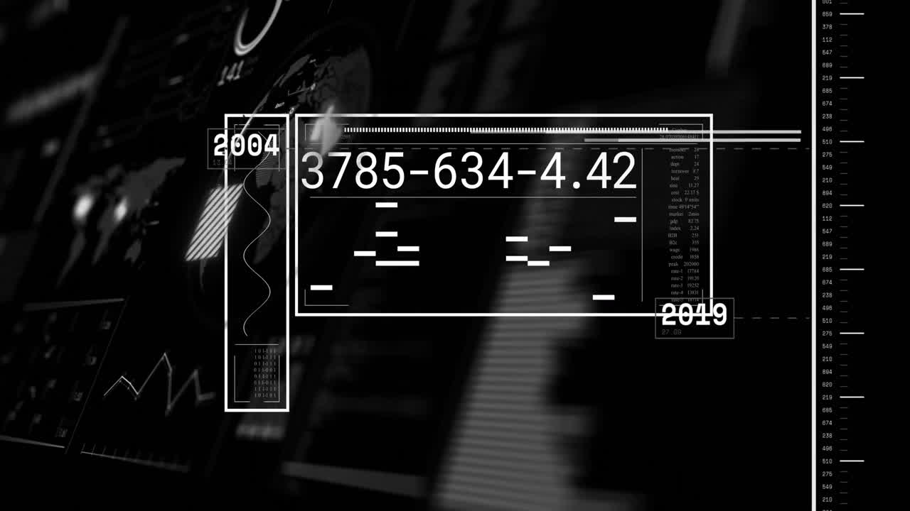 animación del procesamiento de datos sobre un fondo oscuro