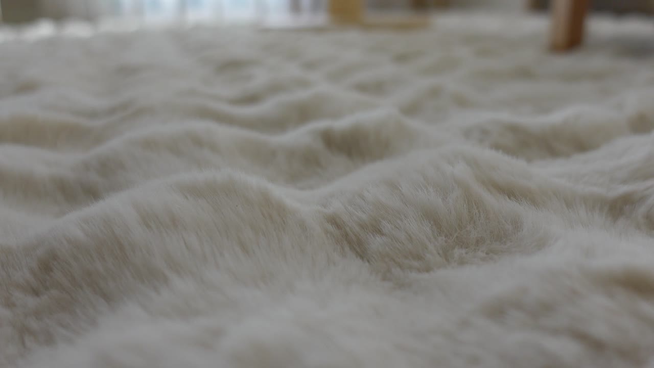 Close-up of a Fluffy White Carpet