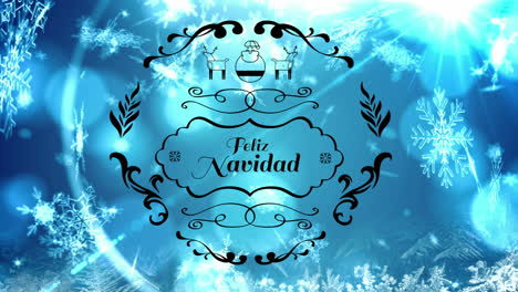 animación de feliz navidad texto sobre la nieve que cae y bokeh