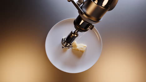 robotic arm interacting with food on a plate
