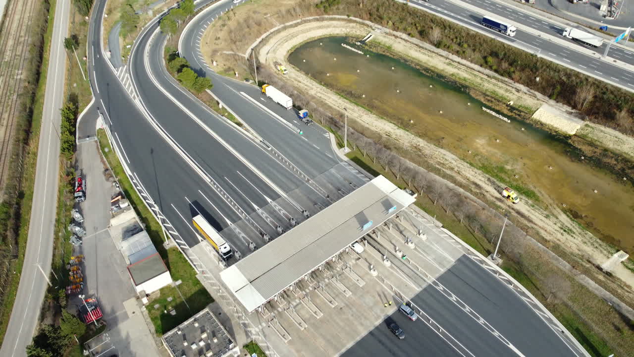 Aerial View of Highway Toll Booth