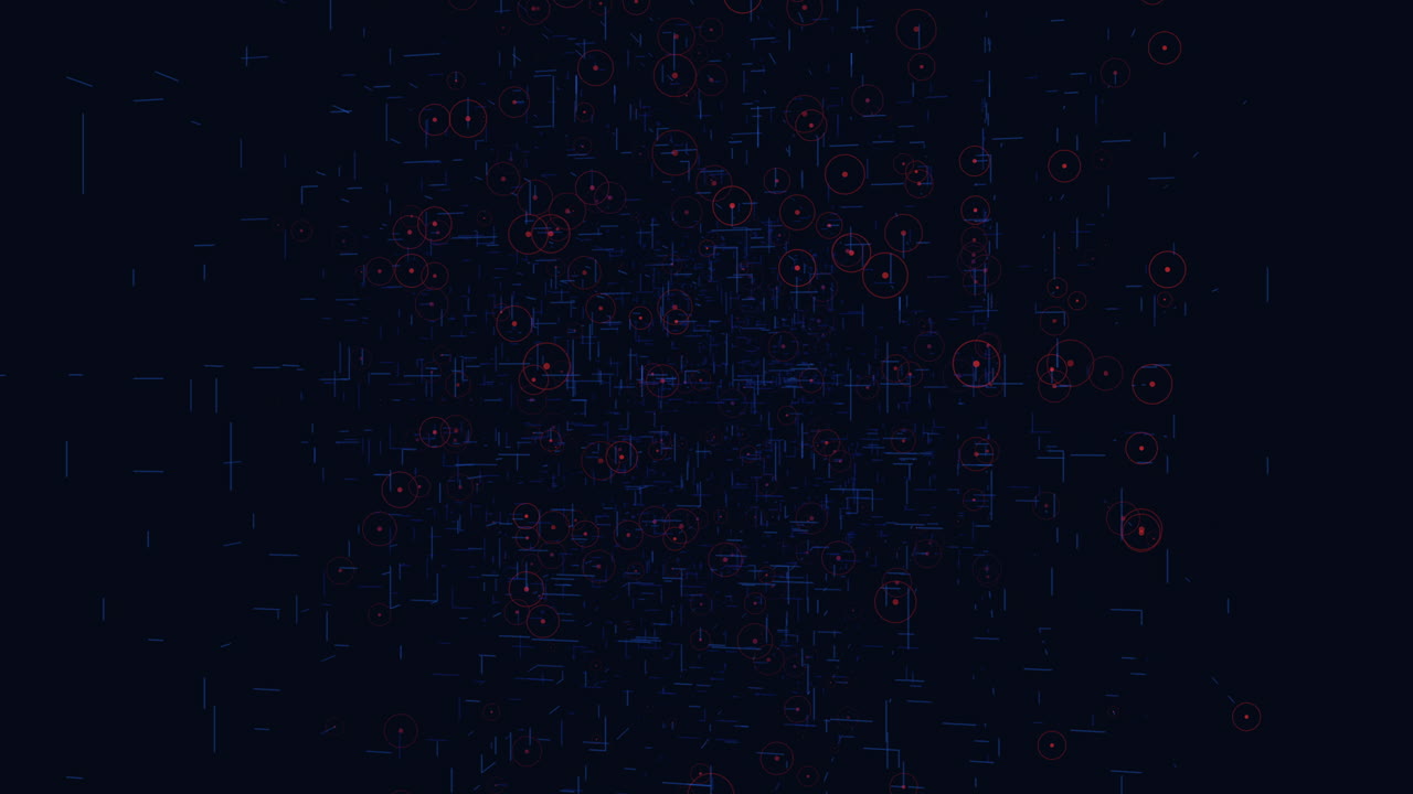 Futuristic cube with blue lines and red led points in galaxy