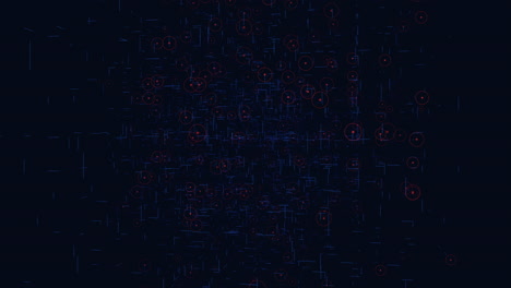 futuristic cube with blue lines and red led points in galaxy