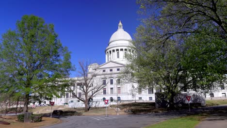 arkansas state capitol building in little rock, arkansas with gimbal video walking forward medium shot