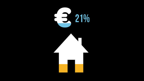 Hausform-Und-Euro-Symbol-Füllen-Sich-Mit-Farben-4k