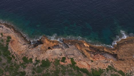 Aerial-drone-footage-of-clifftops-at-golden-hour-in-Spain