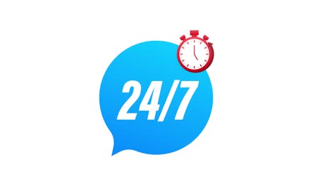 24-7 service concept. 24-7 open. support service icon. motion graphics.