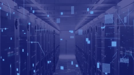 animation of circuit board and data processing over computer servers