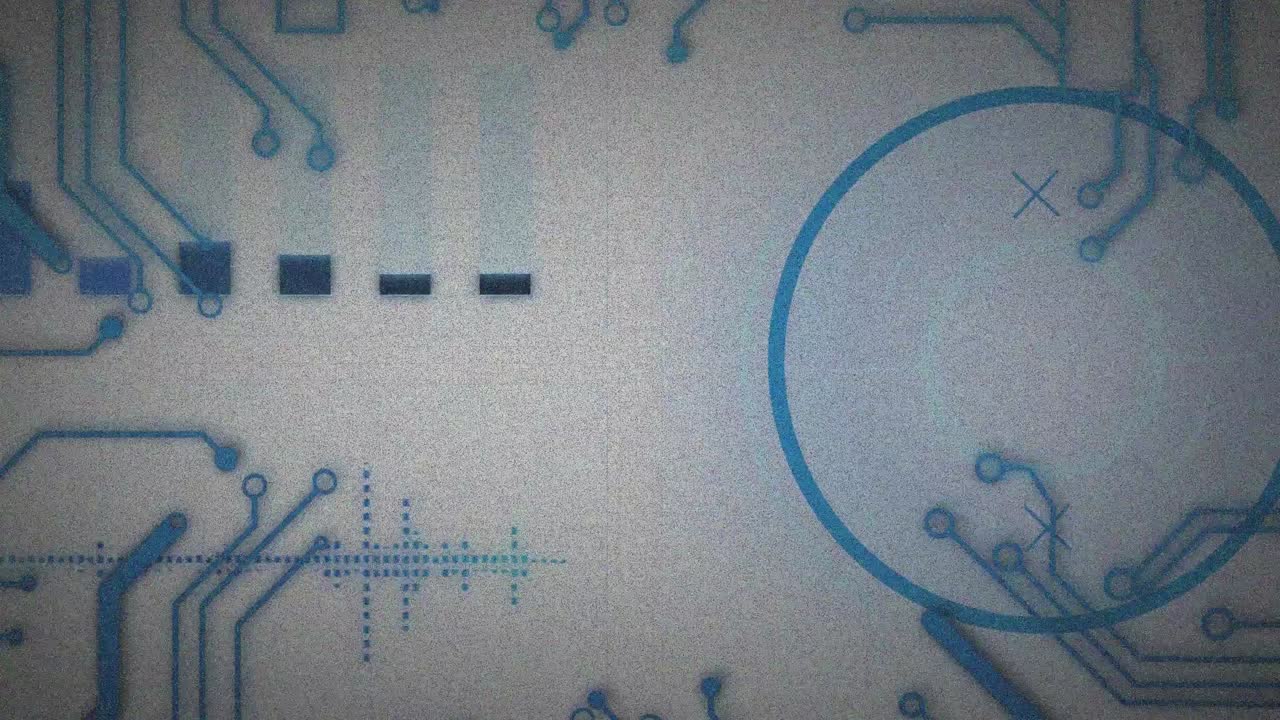Animazione di elaborazione dati su circuito stampato di computer
