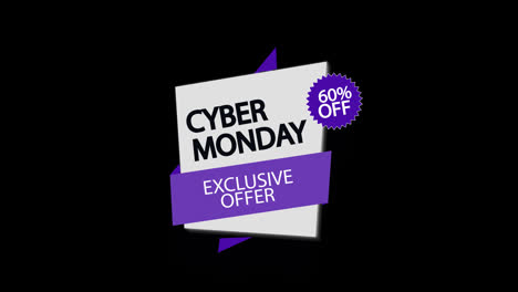 Cyber-Monday-sale-sign-banner-for-promo-video.-Sale-badge.-60-percent-off-Special-offer-discount-tags-with-Alpha-Channel-transparent-background.