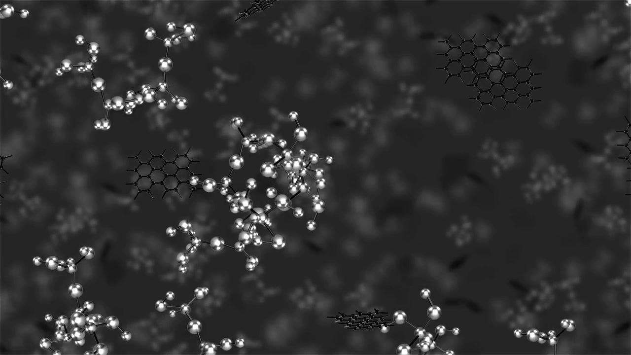 Graphene Nanoplatelets Concrete molecules zoom in. This 3D animation zooming into graphene nanoplatelets and concrete molecules can also be used in reverse if you need to zoom out.