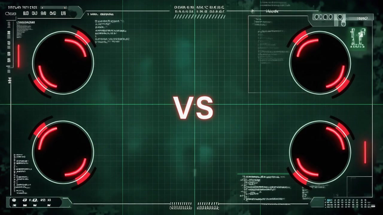 Futuristic Digital Versus Screen Interface with HUD Elements