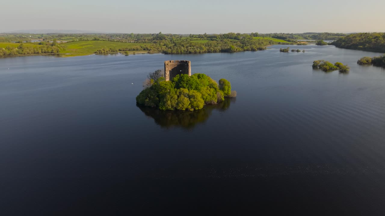 Cloughoughter Castle, a ruined circular castle on an island in Lough Oughter, County Cavan