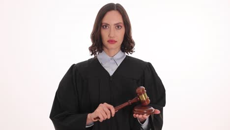 a female judge with a gavel
