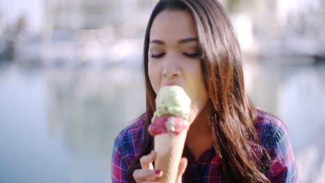 girl eating a delicious ice cream