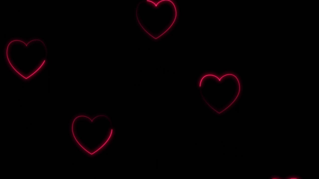 검은 바탕 위에 네온 심장의 애니메이션