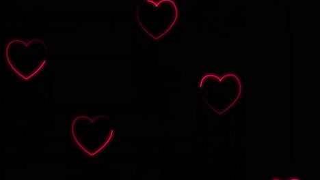 Animation-of-neon-hearts-over-black-background