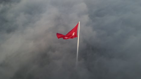 turkish flag on the fog camlica hill uskudar